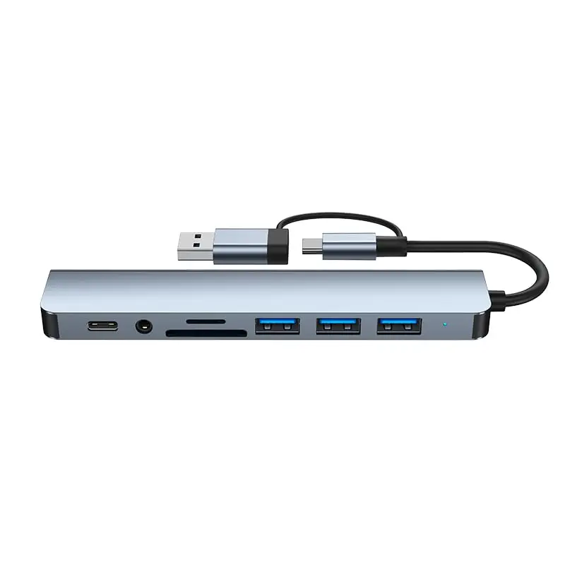 8 in 1 USB Splitter Port Extender for Laptop, USB C Hub Upgrade, USB 3.0 Hub USB Adapter&USB C Splitter 4 USB 1 USBC TF/SD Card Reader Audio Output Compatible with MacBook/Pad/Laptop/Phones #SummerVibes
