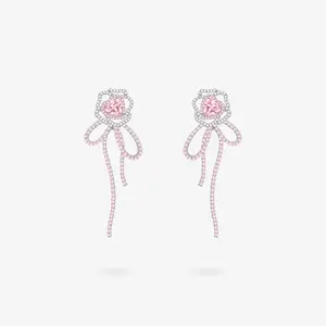 FANCIME "Rose Amour" Sterling Silver Satin Bow Earrings