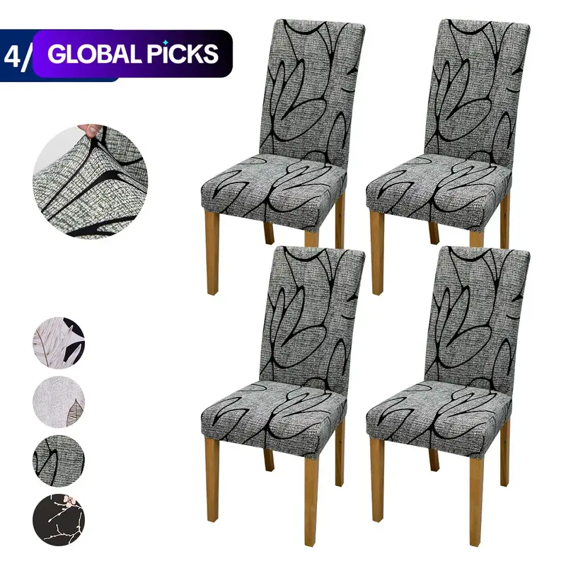 4/6-Piece Natural Art Floral Print Chair Covers, Removable and Washable Stretchy Dust-Proof Dining Chair Protectors, Modern Style Banquet Chair Covers for Home and Events #GLOBAL PICKS