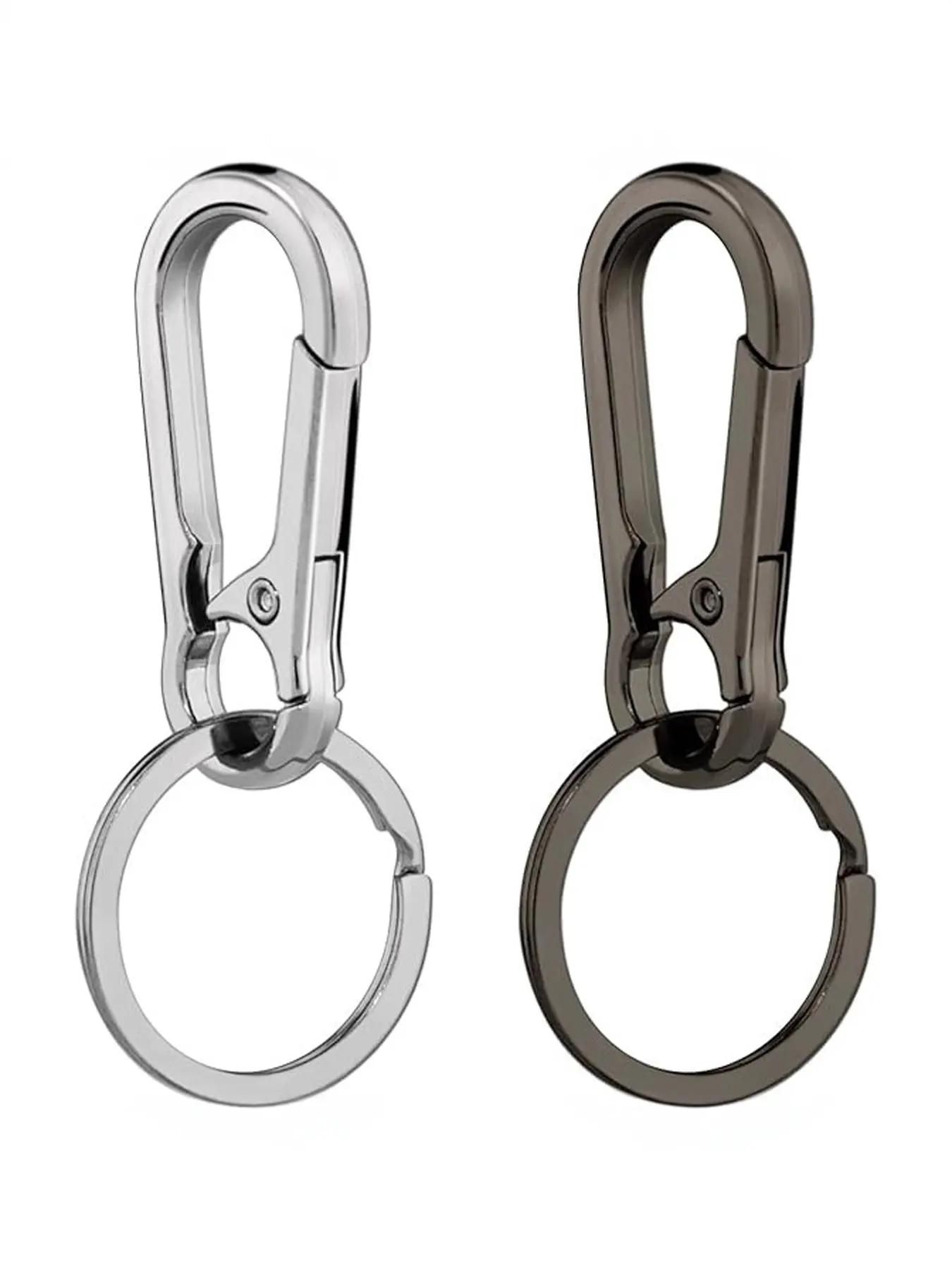 2 Pack Metal Car Keychain Accessories, Zinc Alloy Keychain, DIY Ring Circle Waist Hanging Buckle, Men's Climbing Hook Key Chain Couple Pendant, Metal Keychains