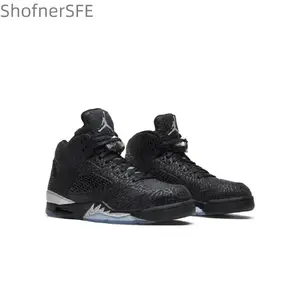 Black Silver Retro Basketball Shoes for Men - Anti-Slip Wear-Resistant Stylish Design for Casual & Sports Use