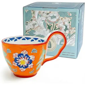 Soup Bowl with Handle, 20oz Microwavable Porcelain Soup Mug, Loop Handle Bowl for Soup, Chili & Stew, Dishwasher Safe, -Ready
