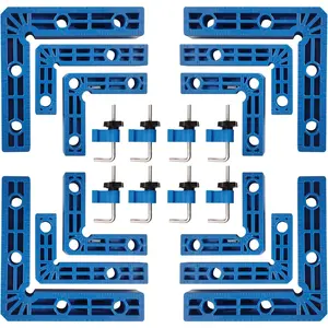 90  Clamp,Positioning Squares, 3" 4" 2.3" Right Angle Clamp with 12 Clamping Squares,Corner Clamps Woodworking Tool for Pictures Frames Cabinets Boxes,Blue