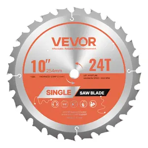 VEVOR Circular Saw Blade,  254 mm Diameter, 24 Sharp Alloy Teeth, 15.875 mm Arbor, Fine Finish, Wood Cutting Blade for Circular Saw, with Noise-Reducing Heat Vents, for Cutting Plywood, OSB, Hardwood