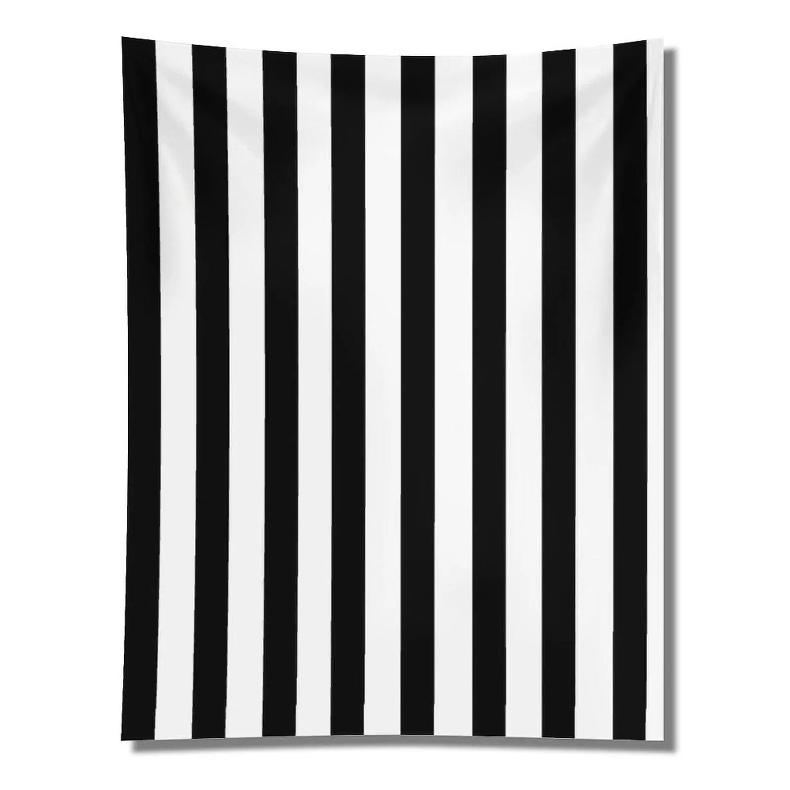 Classic Vertical Black White Stripe Simple Geometric Seamless Wall Tapestry Wall Hanging, Minimalist Modern Neutral Living Room Decor Backdrop