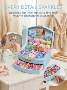 1154/1155-piece girls' princess hair accessories set: includes hundreds of hair clips, small barrettes, and macaroon-colored elastic bands. Can be paired with a storage box for easy use. Ideal for daily wear, festivals, school, and birthday gifts.