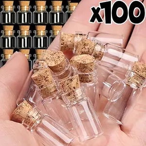 Wholesale Clear Glass Bottles with Cork Spice Message Vials Empty Wish Bottle Wedding Party Decoration Kitchen Transparent Jars Organiser Tin
