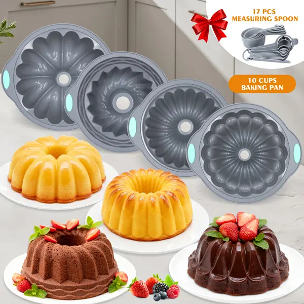 To Encounter 21-Piece Fluted Tube Molding Cake Tins Set - Baking Supplies Bakeware with Mini Circular Cake Tins, Silicone Muffin Pan & Mousse Mold, Versatile Use for Bread, Toast, Ideal for Birthdays, Anniversaries, Weddings