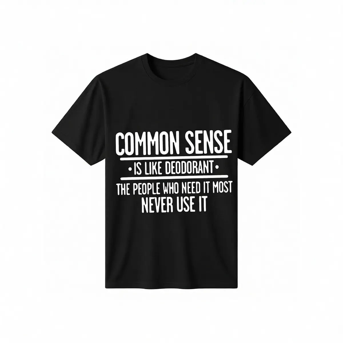 Menswear Casual Basic T-Shirt - Unisex Heavy Cotton Short-Sleeve Crew Neck Top with Sarcastic Common Sense Quote, Funny Streetwear Graphic