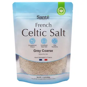 NEW 2026 !!! Sante Naturelle Celtic Salt Grey Coarse - 1.1lb (18oz) Unrefined French Sea Salt Organic, Rich in 82+ Minerals Salt, Hand Harvested Sal Celtica