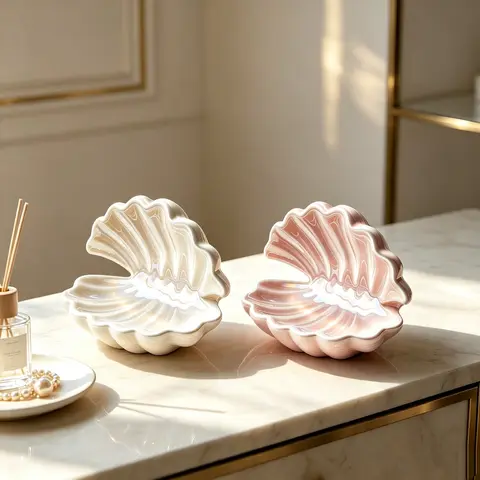 【DealsForYouDays】Pink Minimalist Shell  Jewelry Tray ，Ceramic Jewelry Tray, Ring Holder, Small Decorative Dish, Storage Organizer, Home Decoration, Bathroom & Kitchen Accessory, Ceramic Trinket Tray ，Mini Engagement Ring Holder， Perfect Gift for Mom & BFF