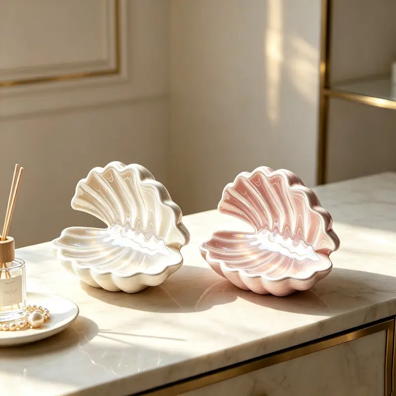 【DealsForYouDays】Pink Minimalist Shell Jewelry Tray ,Ceramic Jewelry Tray, Ring Holder, Small Decorative Dish, Storage Organizer, Home Decoration, Bathroom & Kitchen Accessory, Ceramic Trinket Tray ,Mini Engagement Ring Holder, Perfect Gift for Mom & BFF