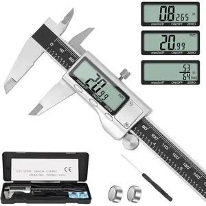 Digital Caliper Measuring Tool, 6 Inch Caliper Tool with Large LCD Screen, Easy  from Inch Millimeter Fraction, Stainless Steel Vernier Caliper Digital Micrometer for DIY/Household