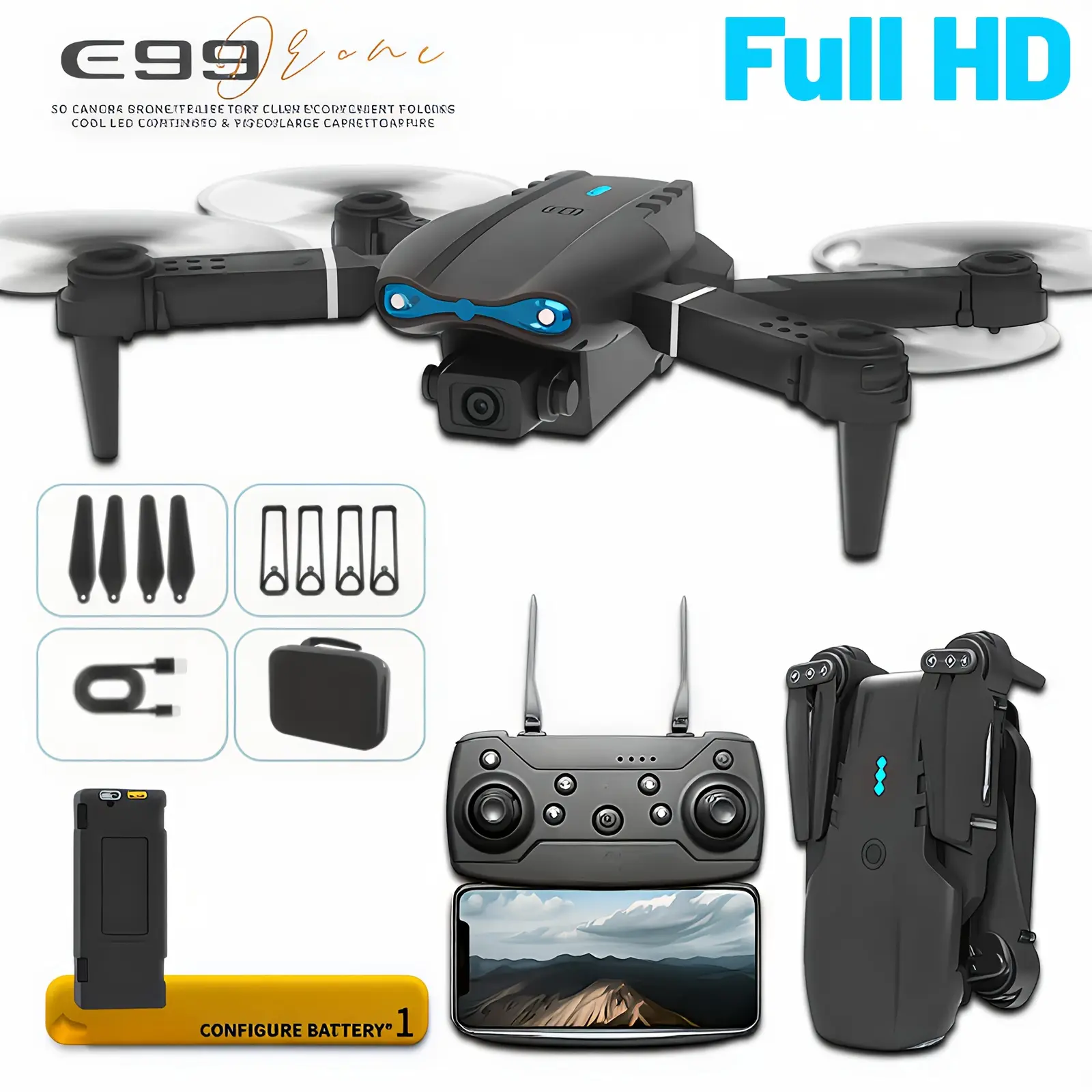 E88 drone, equipped with a camera, foldable remote-controlled aircraft, dual 480p cameras, perfect birthday gift