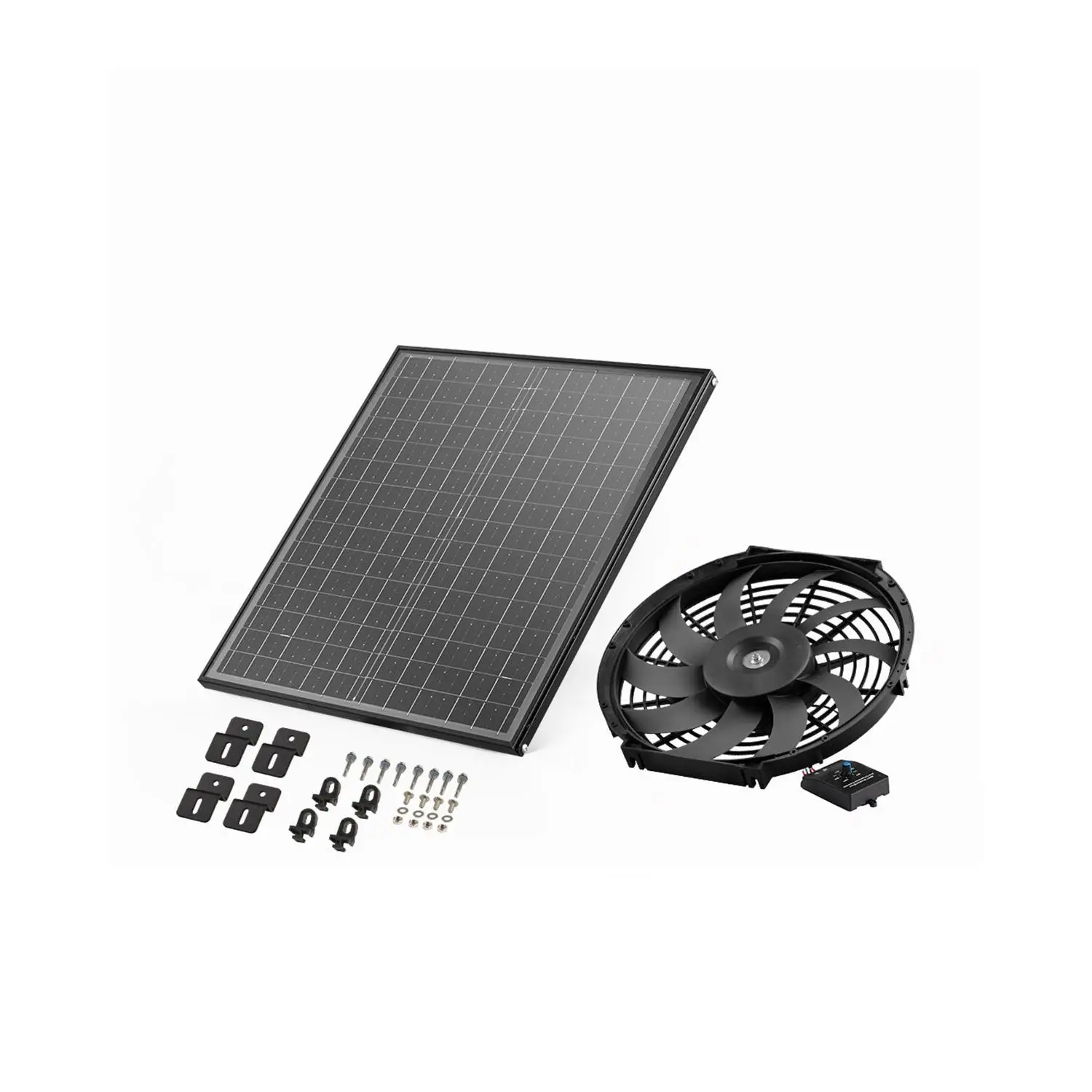 VEVOR 12-Inch Eco-Friendly Solar-Powered Gable Mount Attic Fan, 1300 CFM House Ventilator with Adjustable Thermostat & Outer Mesh, Cools Up to 1850 Sq. Ft, Quiet Ventilation for Roof, Garage, Black