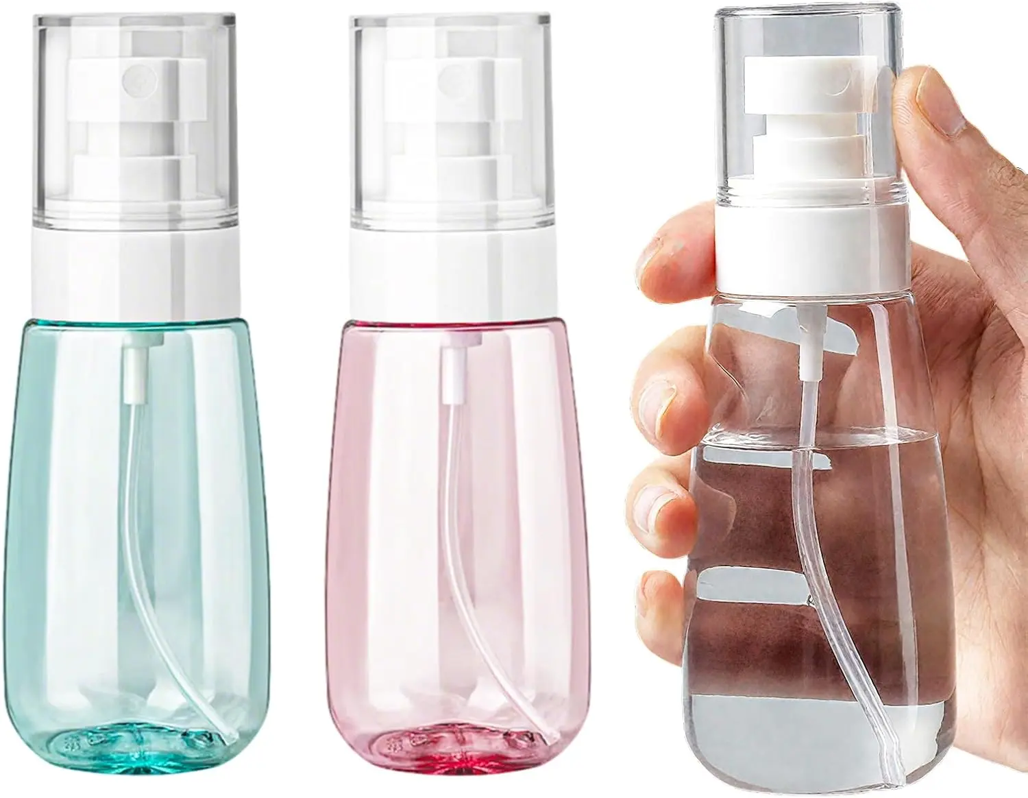 3 Pack Mini Spray Bottles 2oz / 60ml, Fine Mist Water Spray Bottle Leak Proof, Refillable Travel Bottles for Toner, Cosmetics & Hair Care