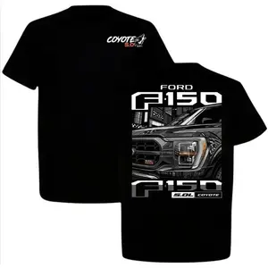 Ford F150 Coyote 5.0 engine graphic t-shirt for truck enthusiasts-men's black pickup truck tee-automotive fan apparel-premium short sleeve cotton shirt with iconic design t0407