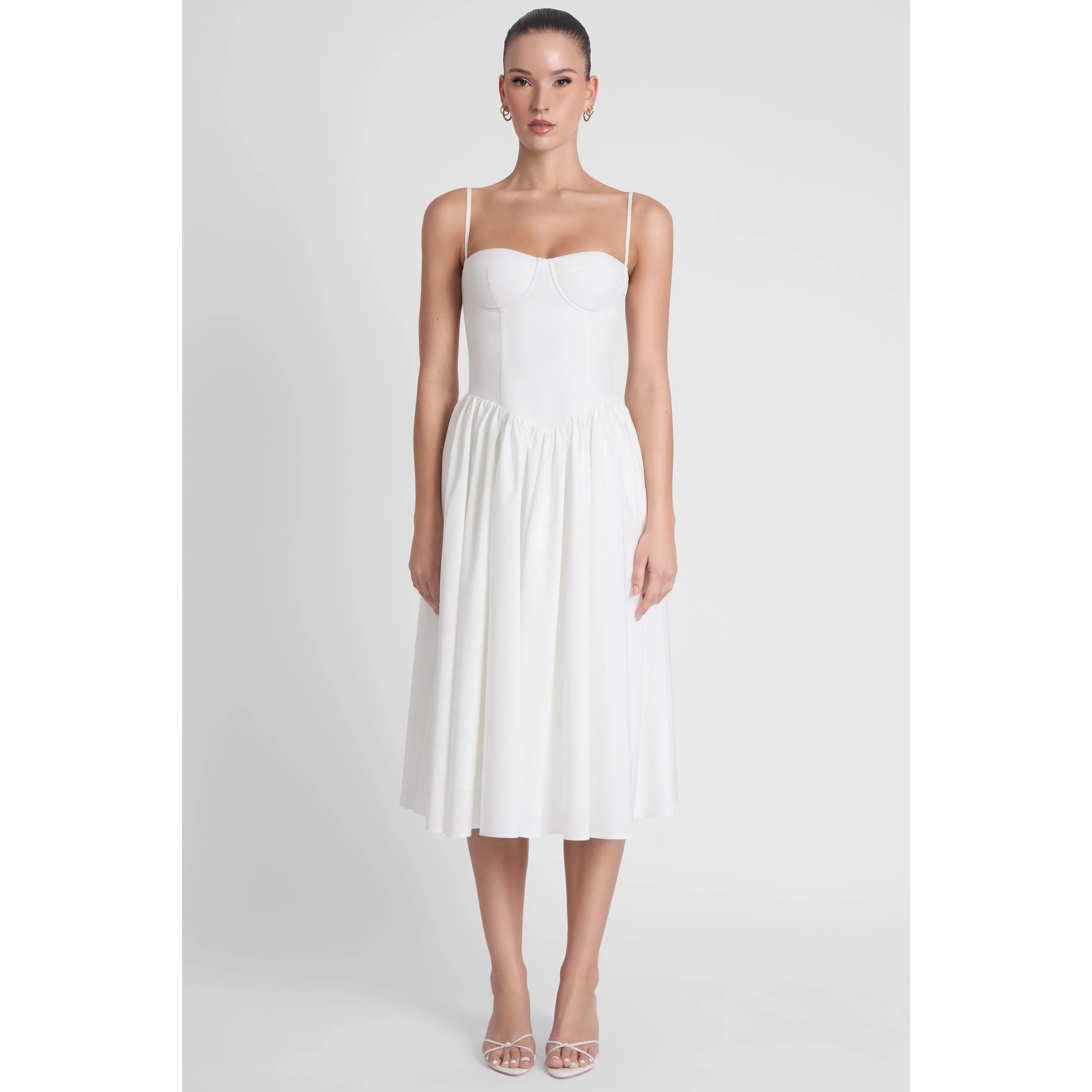 Ballerina Bustier Midi Dress - White Ballerina Bustier Midi Dress - White