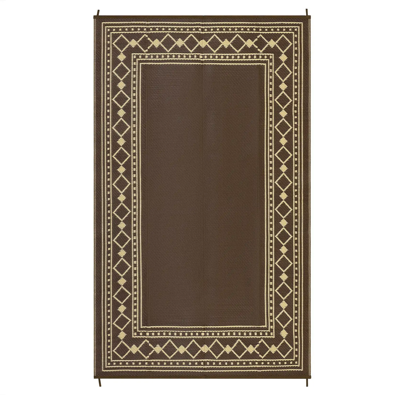 Gaomon Checkered Reversible Outdoor Rug - 9x12 ft Brown Plastic Rectangular, Geometric Design, Waterproof, Stake-Fixed for Beach, Patio, Checkered Outdoor Rug