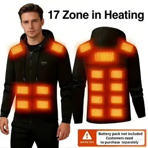 Unisex Smart Heated Hoodie - Upgraded With 17-Zone Heating, 3-Level Temperature Adjustment, USB Power Supply, A Great Winter Warm-Up Item