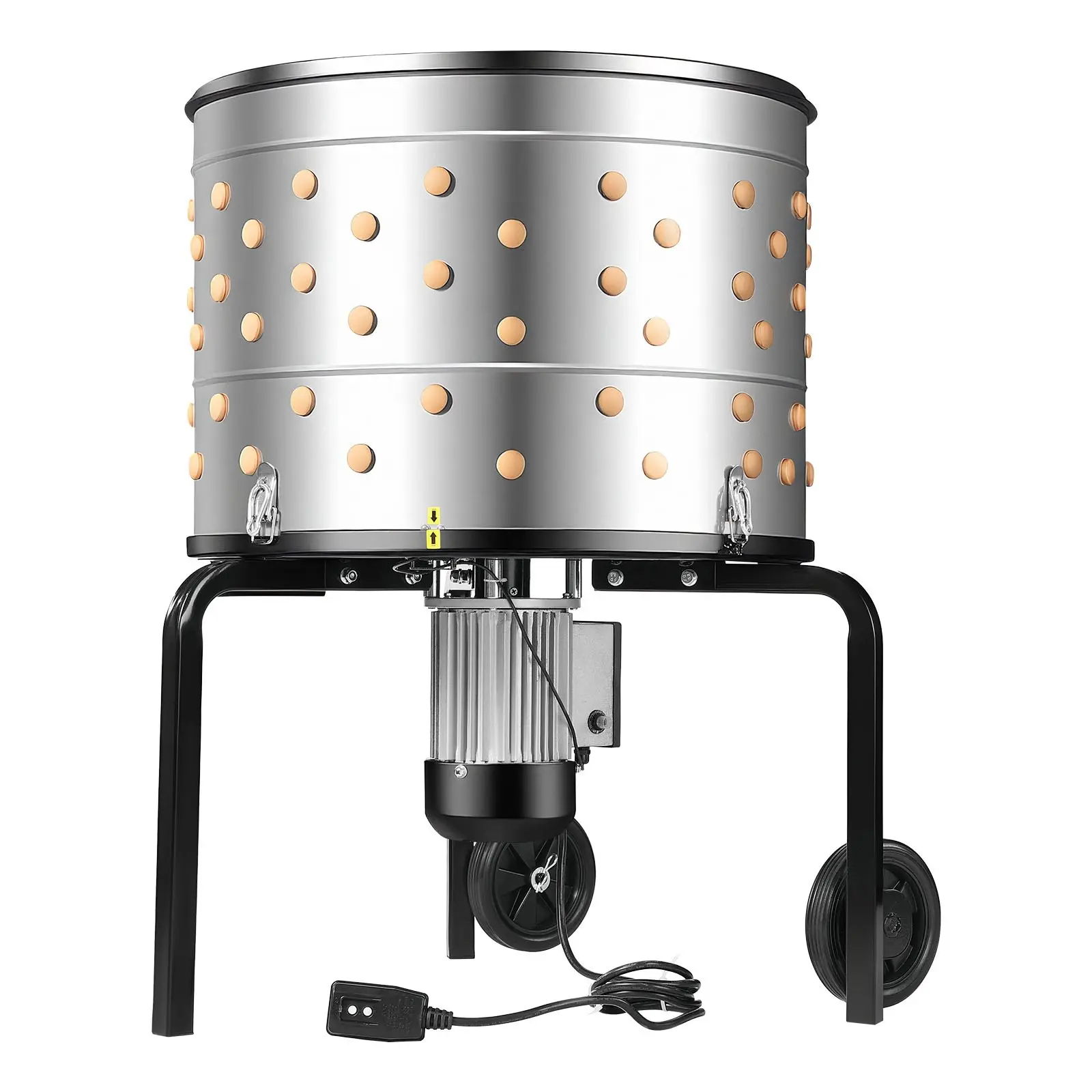 VEVOR Portable Backyard Electric Chicken Plucker Machine tm650bs/1, 1200W Power Motor (275 RPM), 25.6 in Detachable Stainless Steel Round Drum, 158 Soft Fingers, Food-Safe Weatherproof Tool, Reinforced Legs, Transport Wheels, 84.4 lbs, 29.9x29.1x37.0 in