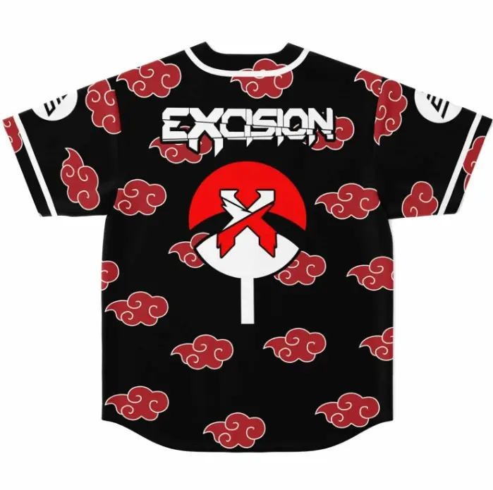 Excision Anime Red Cloud Baseball Jersey, Full Print Button Down Shirt for Men Women, EDM Festival Streetwear, Anime Fan Gift