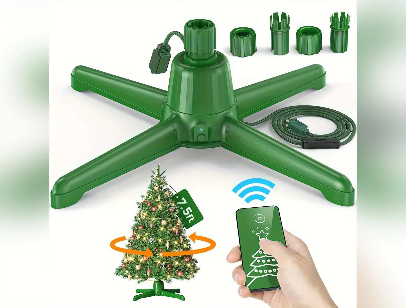Up To 7.5Ft 90-Pound Rotating Christmas Tree Stand, 360° Spinning Revolving Base With Remote Control For Party Games & Activities