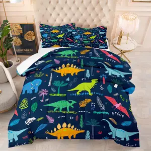 Dinosaur Printed Bedding Set, 1 Count Comforter & 1/2 Counts Pillowcase without Pillow Core, Soft Comfortable Bedding Set for Home Bedroom