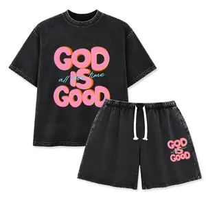 230G Washed Pure Cotton T - Shirt, Men'S Casual Fashion, With 'GOD IS GOOD All The Time' Words Print, Outdoor Sports T - Shirt |   Loose Fit |   Soft Knitted T-Shirt