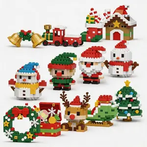 Unisex Christmas Tree & House Building Blocks, 12 Boxes Assembled Toy Set, Cute Desktop Ornament, Ideal Gift for Birthday & Christmas
