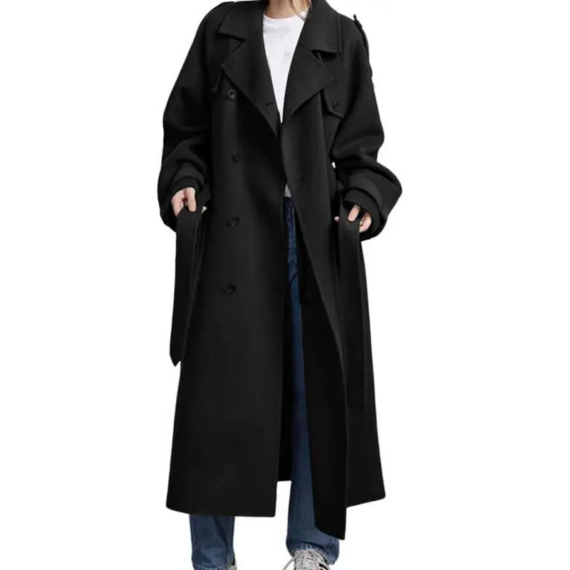 Black long double breasted coat