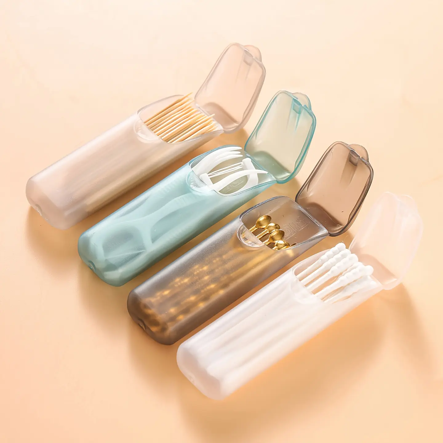 Portable Flosser and Toothpick Box, Leak-Proof Travel Pill Holder with Transparent Lid, Compact Edc Storage Container, Durable Plastic Case, Dental Accessories