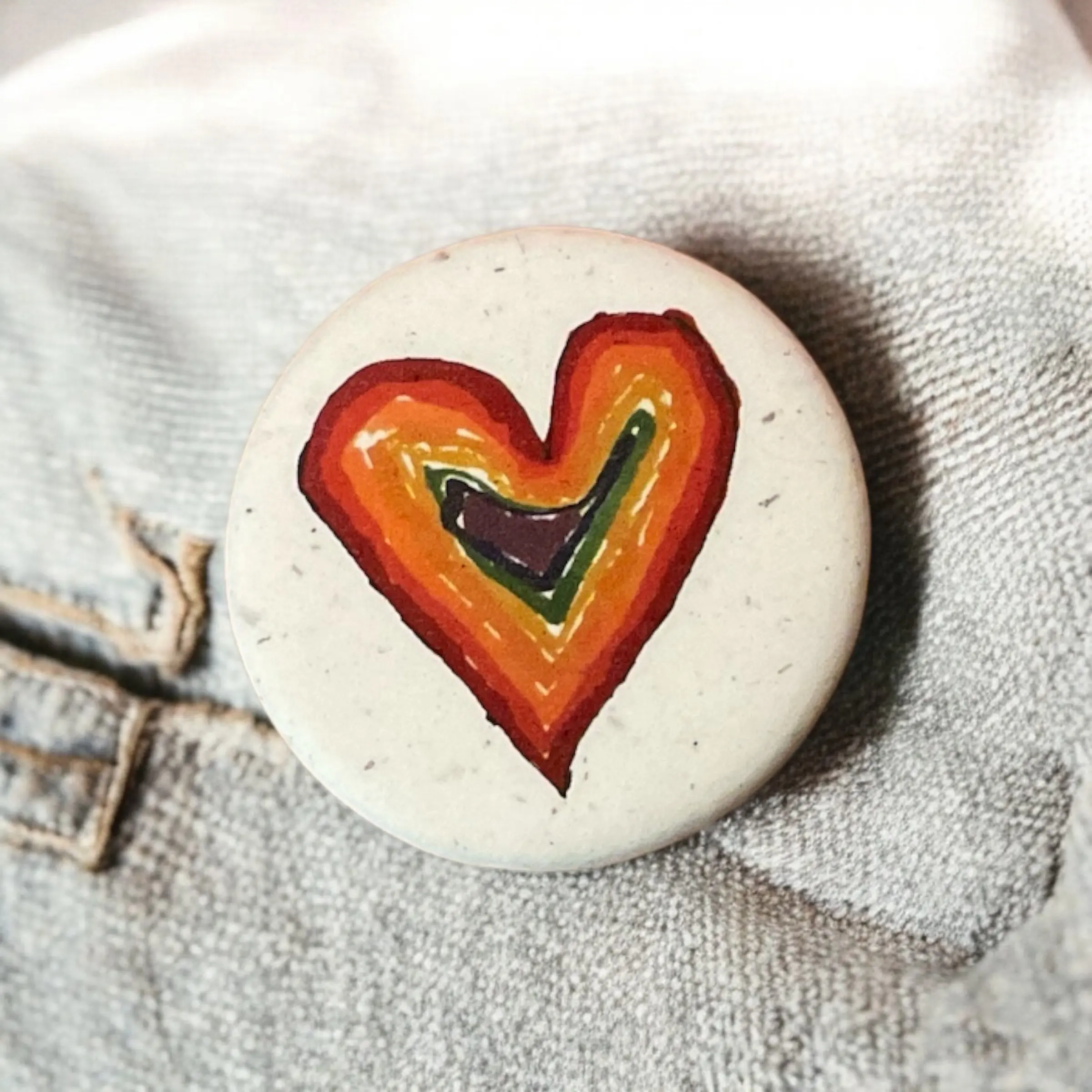Rainbow Heart Button - Pin It With Love