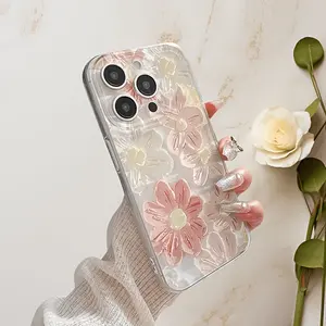 Creative Soft Oil Painting Floral Pattern Transparent Tpu Shockproof Phone Case for iPhone 15 15 Plus 15 Pro 15 Pro Max 11-16 Promax
