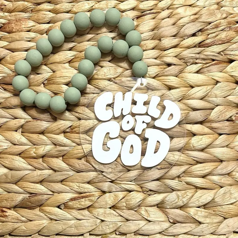 Child of God Car Charm 4in - Christian Car Accessories with Wood Beads and Inspirational Message Vehicle