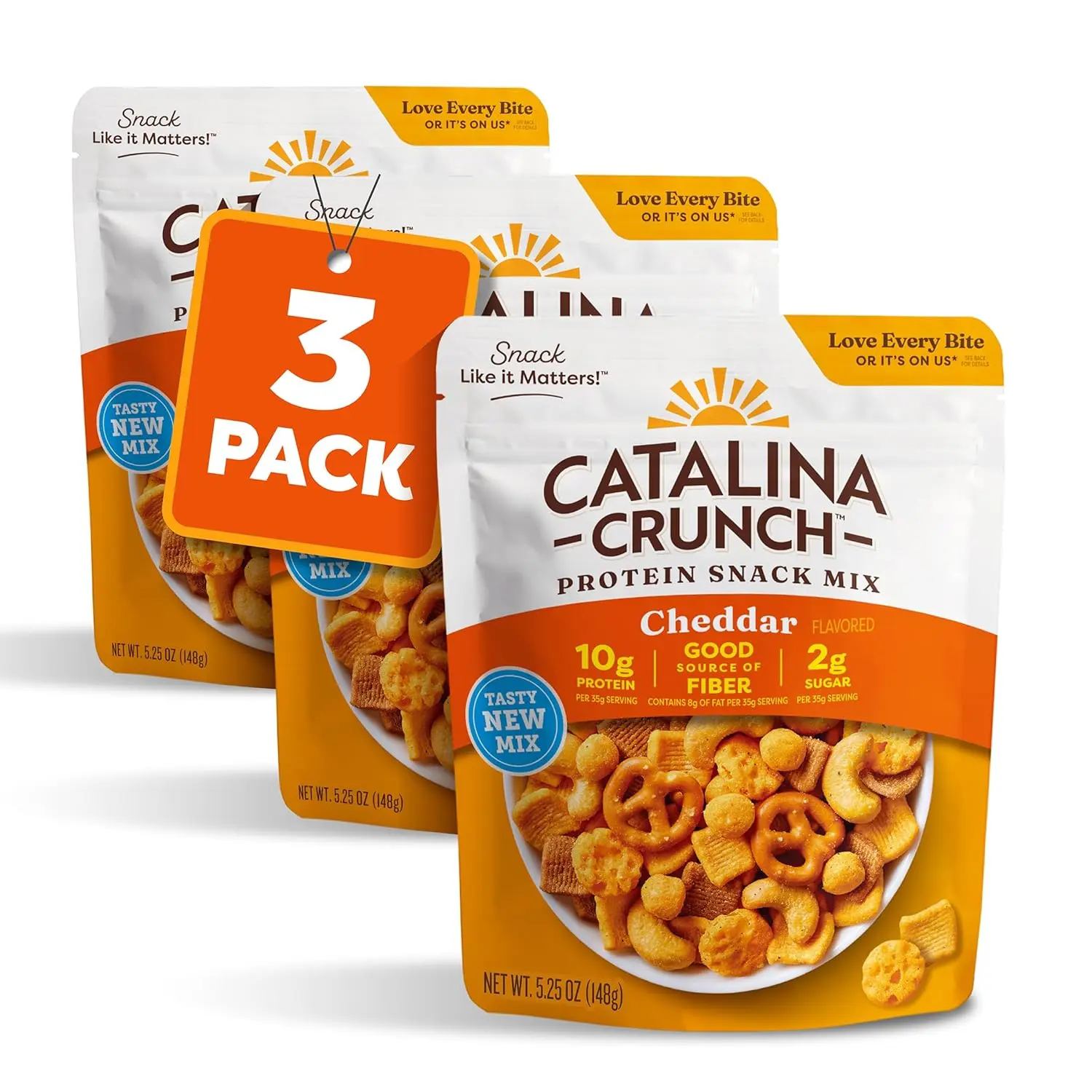 Catalina Crunch Protein Snack Mix, Cheddar, 5.25 oz Bag (Pack of 1) | with Cheese Crisps, 10g Protein, 2g Sugar per Serving, Good Source of Fiber, Gluten Free, Packaging May Vary