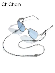 Fashion Zircon Silver Color Agate Eyeglass Chain, Mask Strap Anti-Loss Lanyard, Trendy Accessory for Glasses and Masks