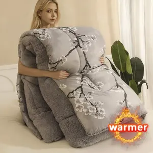 Yhfyhf Soft Milk Wool Winter, Skin Friendly Blanket, Branch Print, Multi-Functional Home Decor, Suitable for Room, Sofa, Living Room, Dormitory