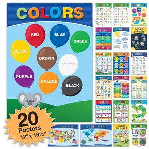 Early Learning Posters for Toddlers – Set of 20 (Colors, Shapes, ABCs & More)