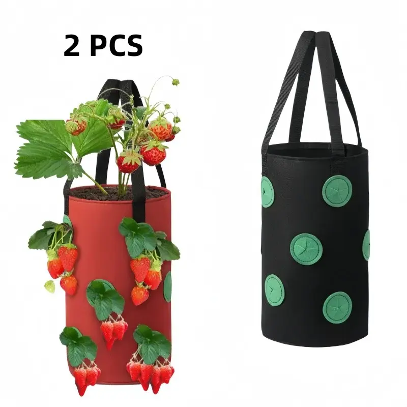 2-Pack 3-Gallon 12-Hole Hanging Plant Pots, Inverted Tomato Strawberry Grow Bags, Breathable Fabric, Space-Saving, Home Garden, Combo