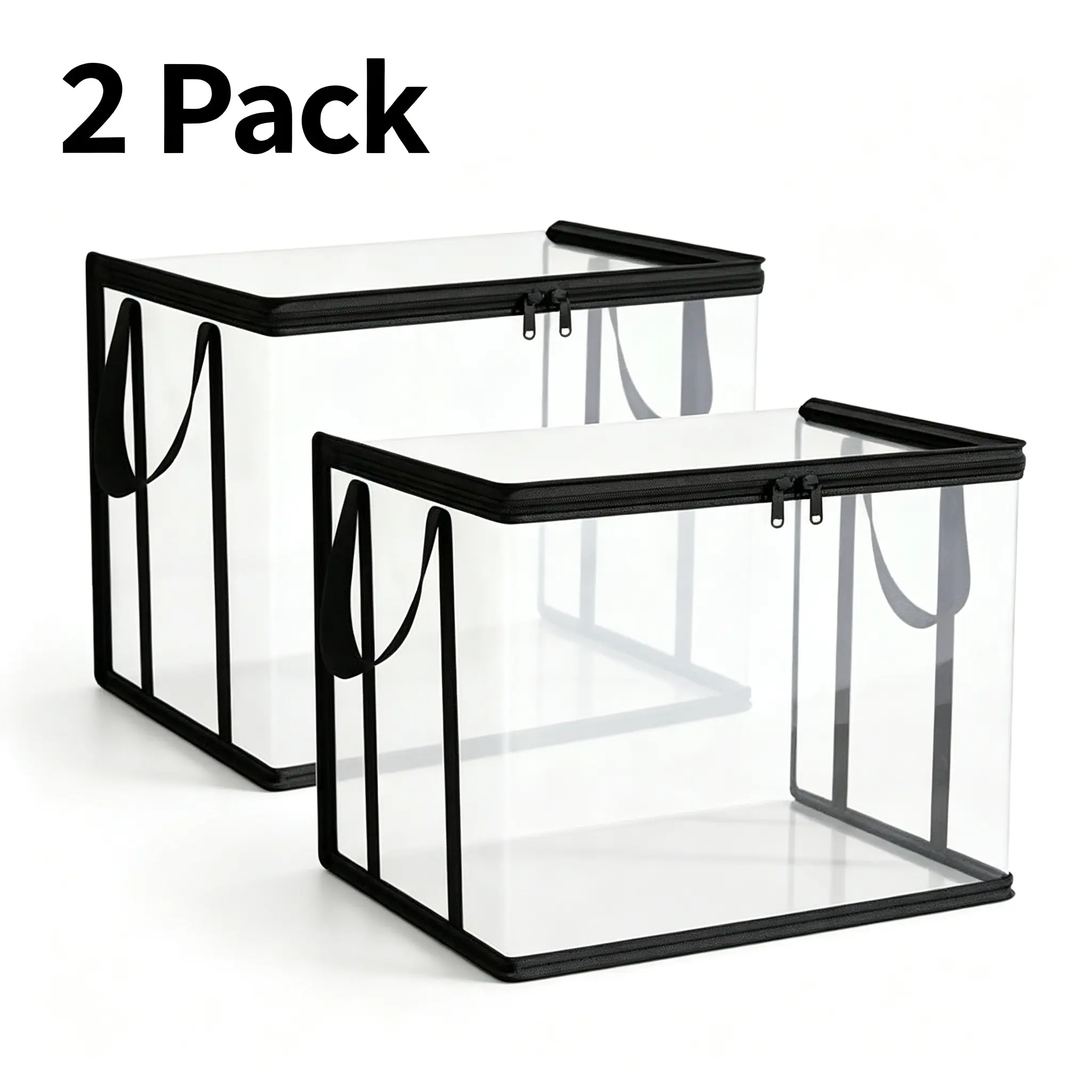 2 Pack Clear Zipper Storage Bags, Heavy-Duty PVC See-Through Organizer, Multi-Purpose Tote for Clothes, Toys, Travel Gear & Office Supplies