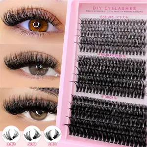 DIY False Lash Extension Kit, Eyelashes, Professional & Beginner-Friendly, Easy Home Use, Mixed Lengths, Thick, Liquid Form, Perfect for Beginners