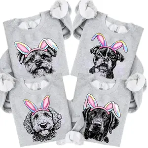 [Sale Up To 50%] Puppy Love Dog Sweatshirt showcasing 50 dog breeds in Bunny Ears Graphic, Cute Puppy Easter Shirt for Dog Lovers, printed on a cozy Gildan unisex crew pullover for pet lovers