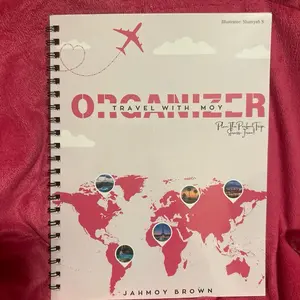 Jahmoy Brown Travel With Moy Organizer Book - Lightweight Spiral Bound Planner for Travel Planning with Trip Overview, Traveler Info, Accommodation Tracker, Packing Checklist, Daily Itinerary, Budget Tracker, Notes & Memories, Recommended Resources
