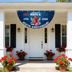 Courtesy Of The Red White And Blue TK Semicircular Flag, America 250th Anniversary Non-Pleated Fan Flag