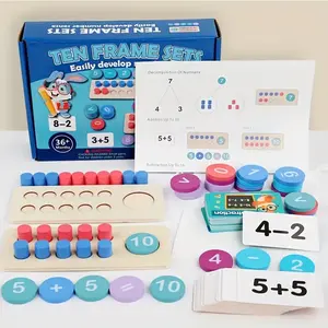 Giant Wooden Ten Frame Set, Early Math Operations, 2 Frames with 20 Magnets, Teach Number Concepts, Addition, Subtraction