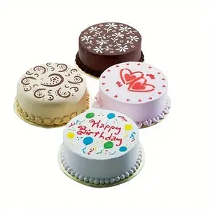 Cake Top Stencil, 4 Counts/set Plastic Spray Mold, Cake Printing Mold, Powdered Sugar Sieve, Cake Decorating Tools