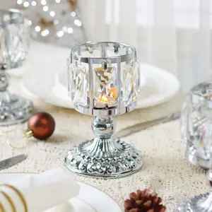 Elegant Crystal Candle Holder, European Iron Art Craftsmanship Metal Decorative Stand, European Design Wedding Home Decoration, Candle Cup Craft Ornament, Home Accessories, Home Goods