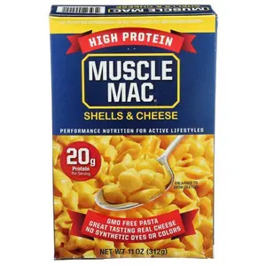 Muscle Mac High Protein Shells & Cheese 11oz - 20g Protein Per Serving, GMO-Free, Real Cheese, Premium Durum Semolina Pasta, Satisfying Shells, Performance Nutrition for Active Lifestyles - Snack