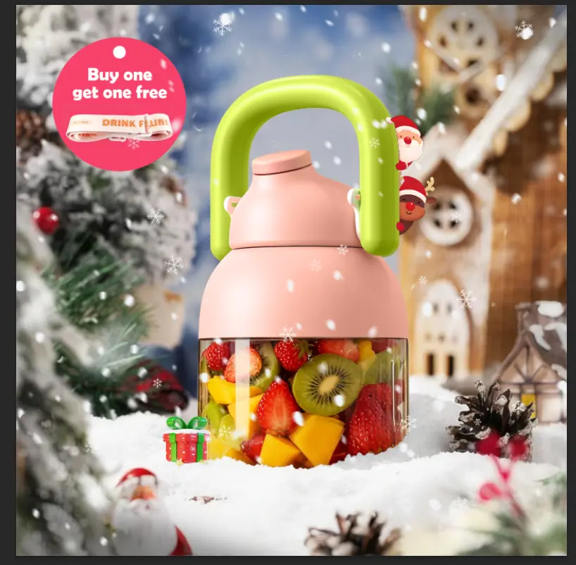 Christmas Gift  Electric Citrus Juicer 33oz, Straw, Two Lids, Portable Blender for Smoothies, Shakes, Food Prep & Frozen Blending - Outdoorfun,Perfect Gift